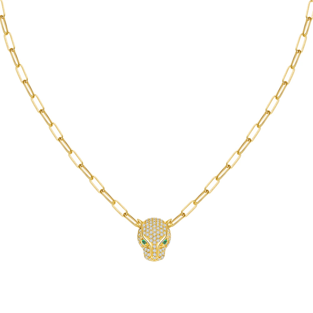 Men & Women Accessories 925 Silver Jewellery Set Cubic Zirconia Ring Earring Pendant Necklace Bracelet Fashion Leopard Head Animal Jewelry for Factory Wholesale