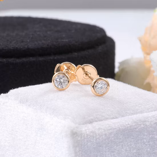 DiamondX Модные ювелирные изделия из настоящего золота 14 карат с лабораторными бриллиантами на заказ серьги-гвоздики